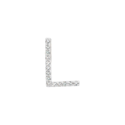Diamond "L" Initial Pendant in 14K White Gold, 0.07 cttw
