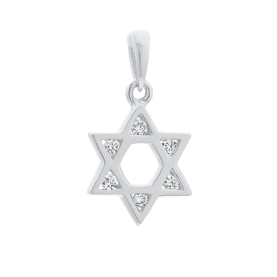 14K White Gold Diamond Star of David Charm