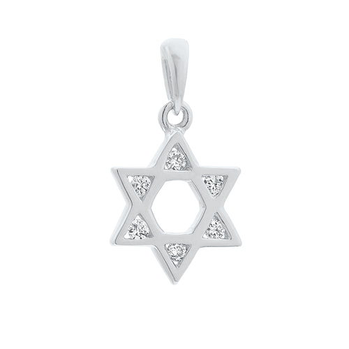 14K White Gold Diamond Star of David Charm