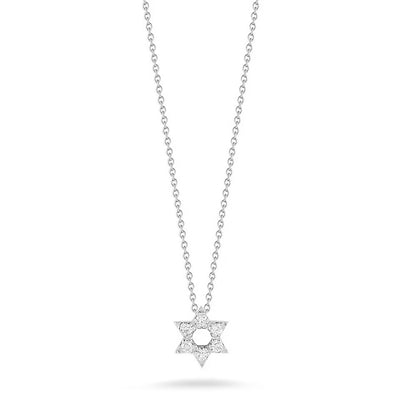 18K White Gold Diamond Star of David Necklace