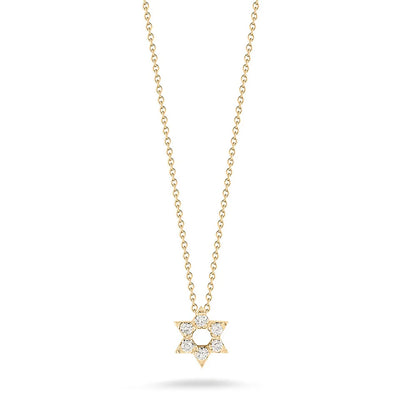 Diamond Star of David Necklace in 18K Yellow Gold