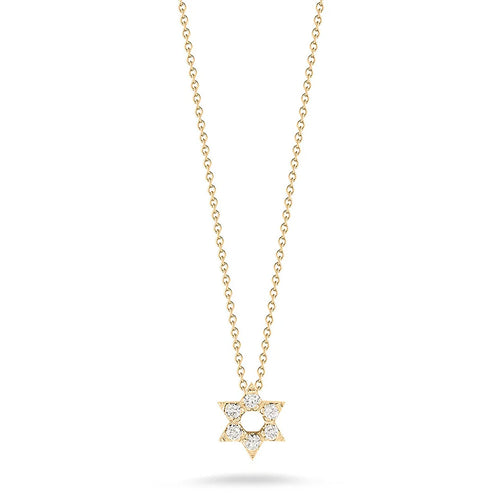 Diamond Star of David Necklace in 18K Yellow Gold