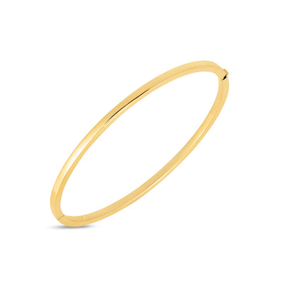 Designer Gold Oval Bangle Bracelet in 18K Yellow Gold