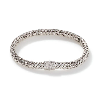 Sterling Silver Woven Diamond Bracelet
