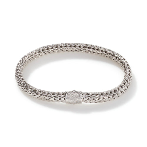 Sterling Silver Woven Diamond Bracelet