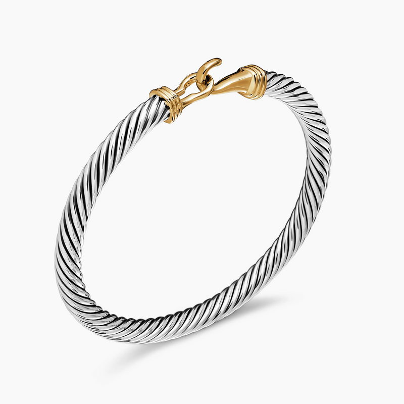 Buckle Bracelet In Sterling Silver With 14K Yellow Gold