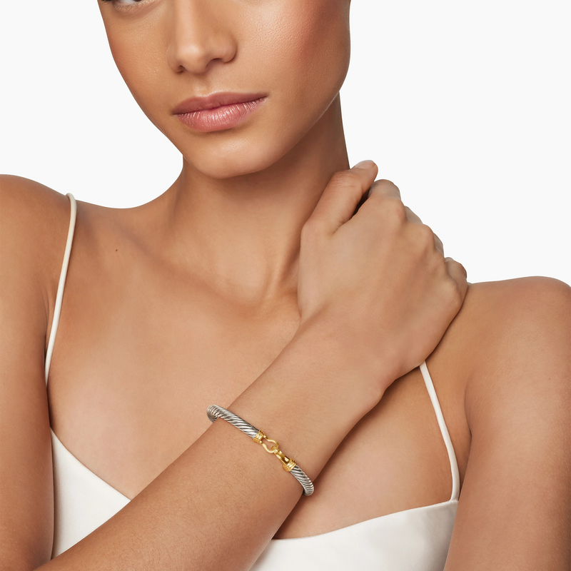 Buckle Bracelet In Sterling Silver With 14K Yellow Gold