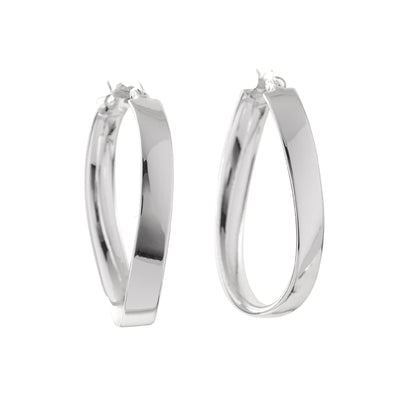 Sterling Silver Oval Hoop Earrings