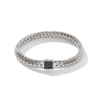 SILVER WOVEN BRACELET WITH SAPPHIRE CLASP