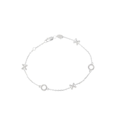 Pavé Diamond X O Bracelet in Sterling Silver