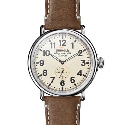 47mm Runwell with White Dial and Brown Leather Strap