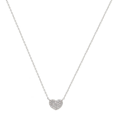 Pavé Diamond Heart Necklace in 14K White Gold