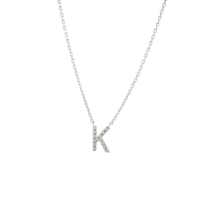 Sterling Silver Diamond Initial 'K' Necklace