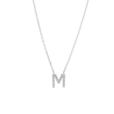Sterling Silver Diamond Initial 'M' Necklace