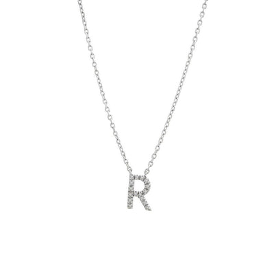 Sterling Silver Diamond Initial 'R' Necklace