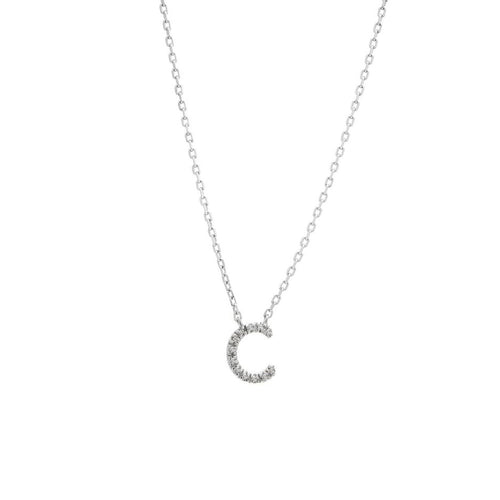 Sterling Silver Diamond Initial 'C' Necklace