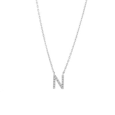 Sterling Silver Diamond Initial 'N' Necklace