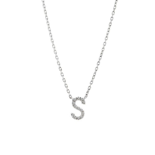 Sterling Silver Diamond Initial 'S' Necklace