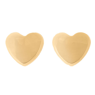 Children's Heart Button Stud Earrings in 18K Yellow Gold