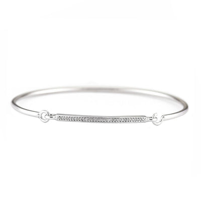 Sterling Silver Diamond Bar Bangle