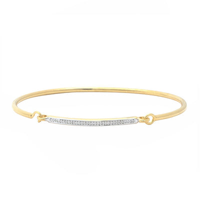 Sterling Silver and Yellow Gold Plated Diamond Bar Bracelet
