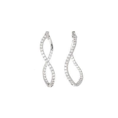 14K White Gold Diamond Twist Earrings