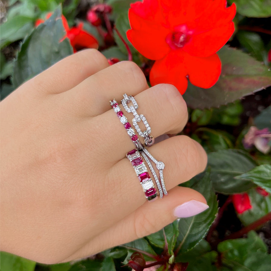 Ruby and Diamond Anniversary Band in Platinum