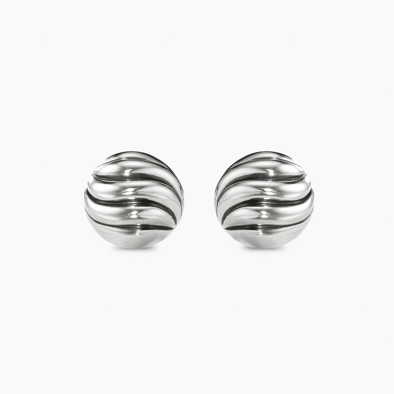 Sculpted Cable Stud Earrings in Sterling Silver