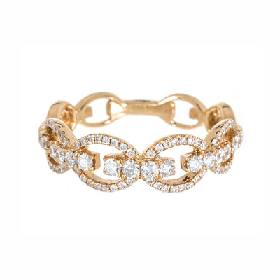 Diamond Oval Link Ring in 18K Yellow Gold, 0.51cttw