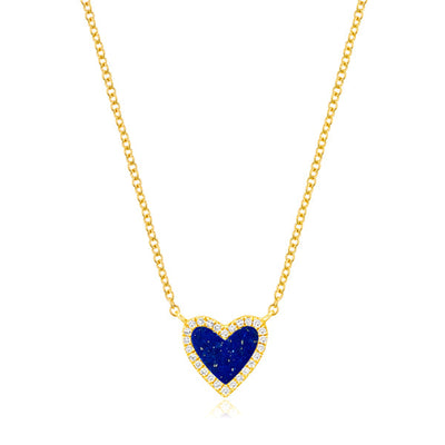 14K Yellow Gold Lapis and Diamond  Necklace