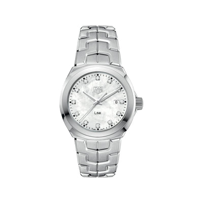 32MM STAINLESS STEEL AND DIAMOND LINK WATCH