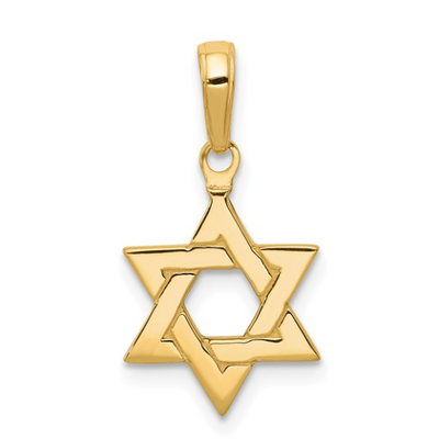 Polished Flat Star of David Charm in 14K Yellow Gold