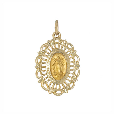 Miraculous Medal Charm in 14K Yellow Gold