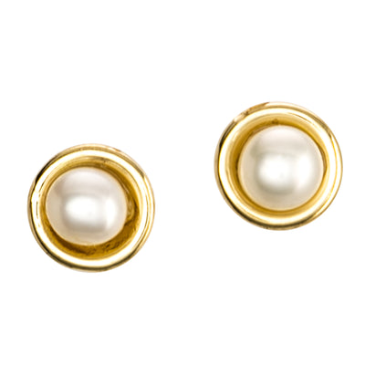 4MM Cultured Pearl Stud Earrings in 18K Yellow Gold