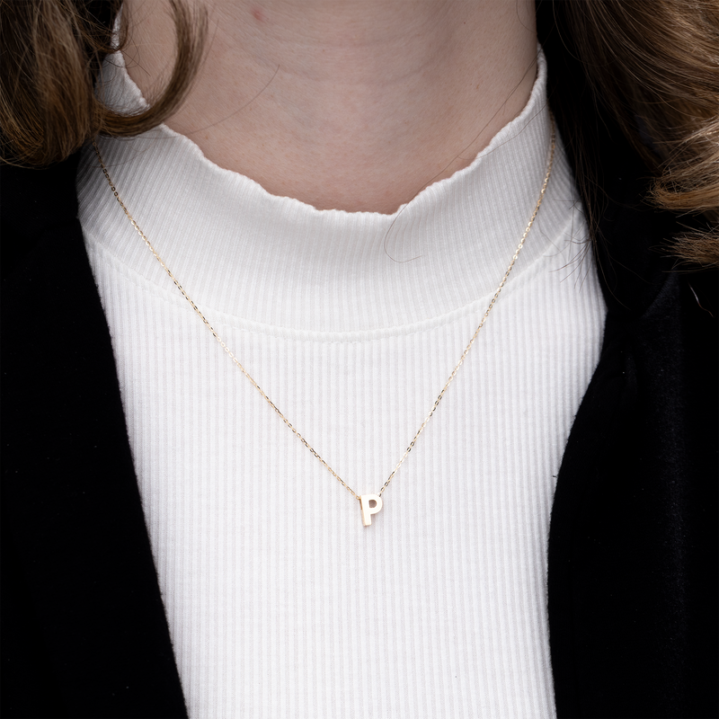 14K Yellow Gold Initial 'P' Necklace