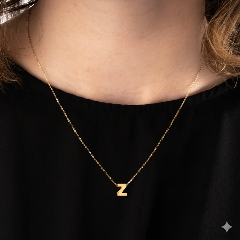 14K Yellow Gold Initial 'Z' Necklace