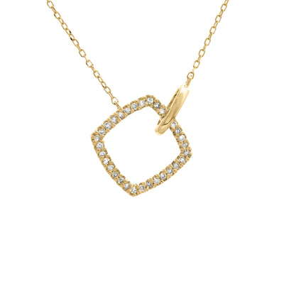 14k Gold Open Square Pendant Necklace