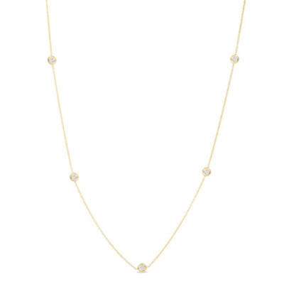 Bezel-Set Diamonds By the Inch Classic Station Necklace in 18K Yellow Gold, 0.35cttw