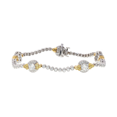 18K Palladium and yellow gold diamond bracelet.