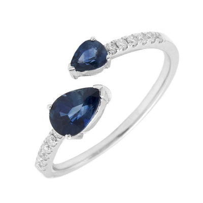 14K White Gold Sapphire and Diamond Ring