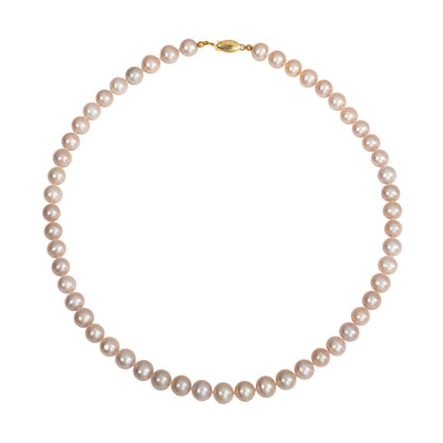 18" Pink Fresh Water Peral Strand Necklace in 14K Yellow Gold