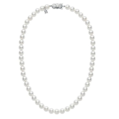 16 Inch Akoya Cultured Pearl Strand Necklace With 18K White Gold Clasp, 7-7.5MM