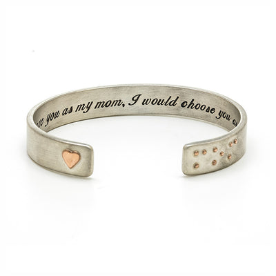 Sterling Silver and 14K Rose Gold Engravable Cuff Bracelet