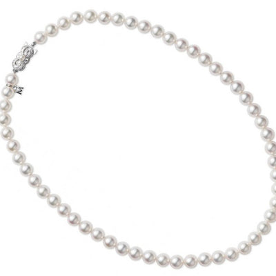 Akoya Cultured Pearl Strand Necklace in 18K White Gold, 7-7.5MM