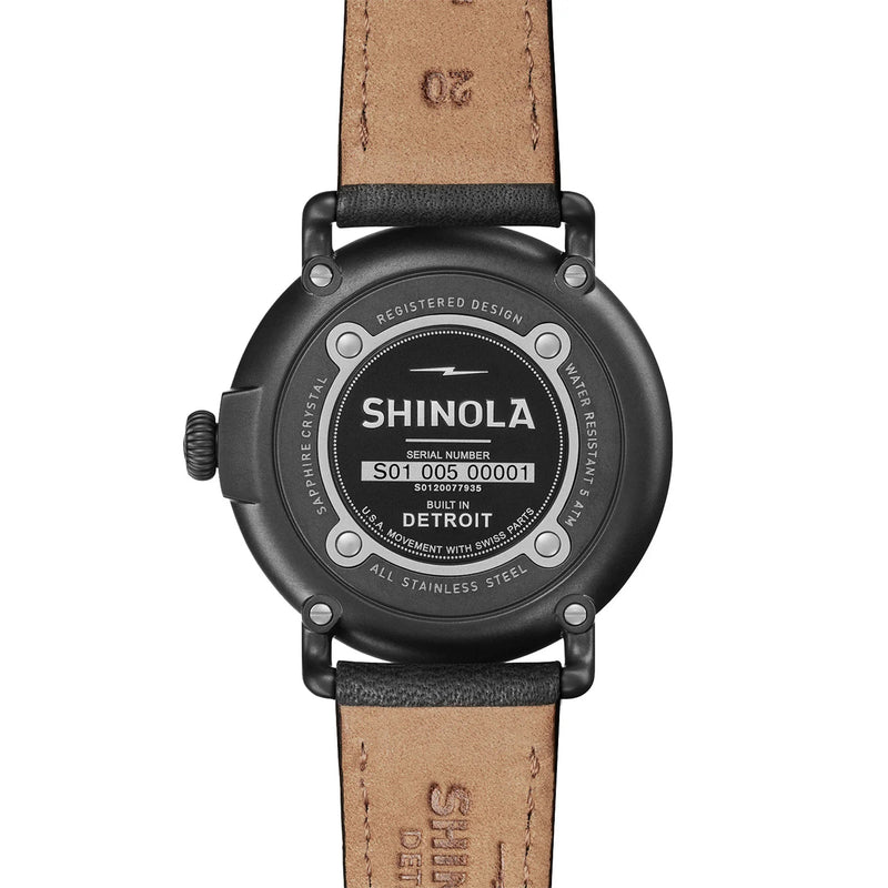 41mm Runwell in Gunmetal and Black with Black Leather Strap