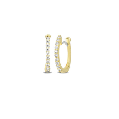 18K GOLD PAVE DIAMOND HUGGIE EARRINGS