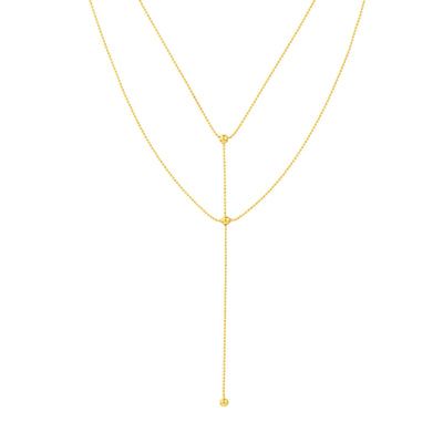 14K Yellow Gold Double Stand Bead Necklace