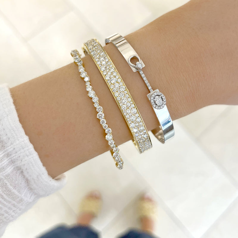 14k gold bangle with diamonds Clearance