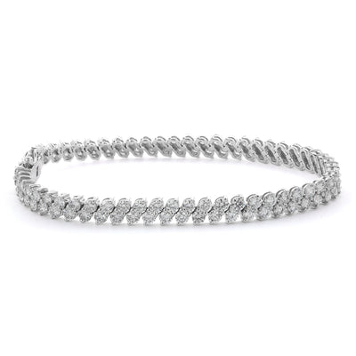 Two Row Eternity Bracelet in 14K White Gold