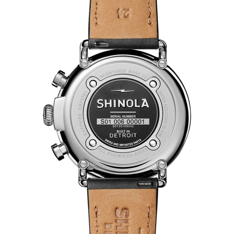 テレビ shinoshino7007 47MM Runwell Chrono Black Dial with Navy Blue Sub Dials and Black Leat